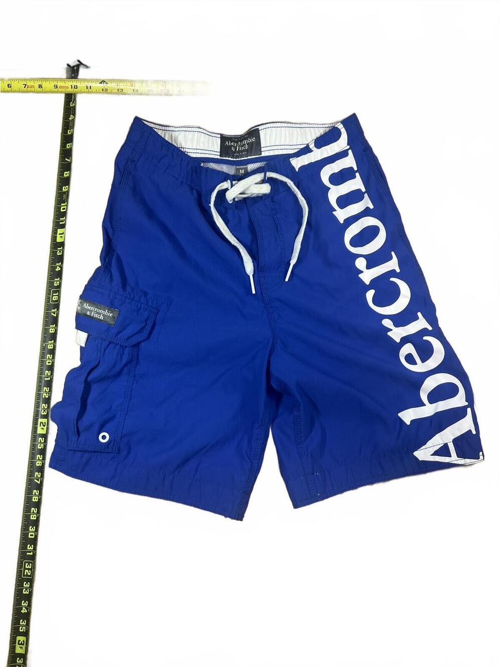 Vintage Y2K Abercrombie & Fitch Men's Blue Swim Trunks Medium Board Shorts